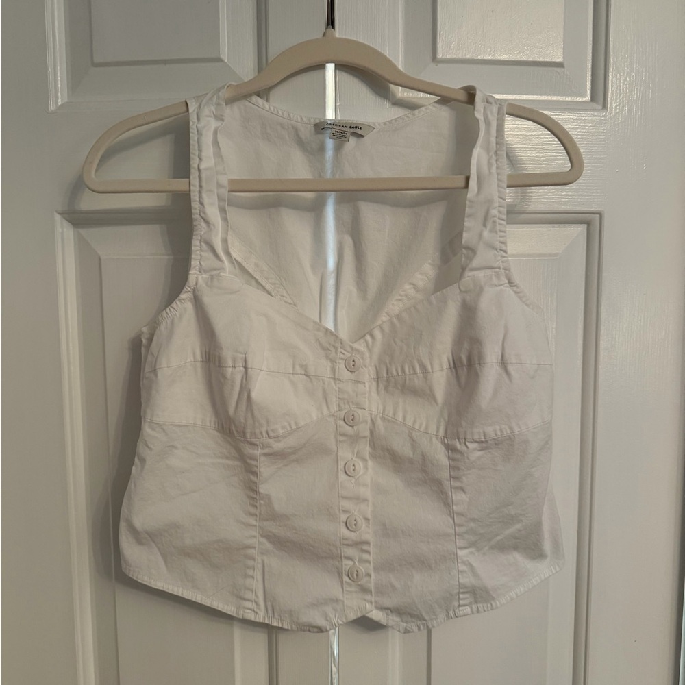 American Eagle Outfitters White Button-Up Blouse